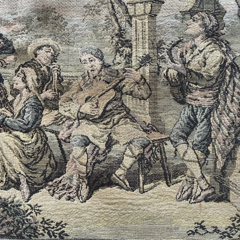 Vintage French musicians hand woven rectangle tapestry